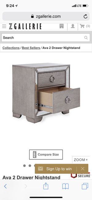 Z Gallerie Ava 2 Drawer Nightstand For Sale In Los Angeles Ca