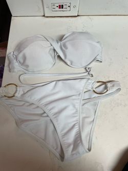 White bikini bathing suit, removable strap