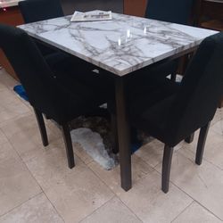 *Wow*---Tedd Marble Dining Table Sets W/4 Chairs---Delivery And Financing Available👌