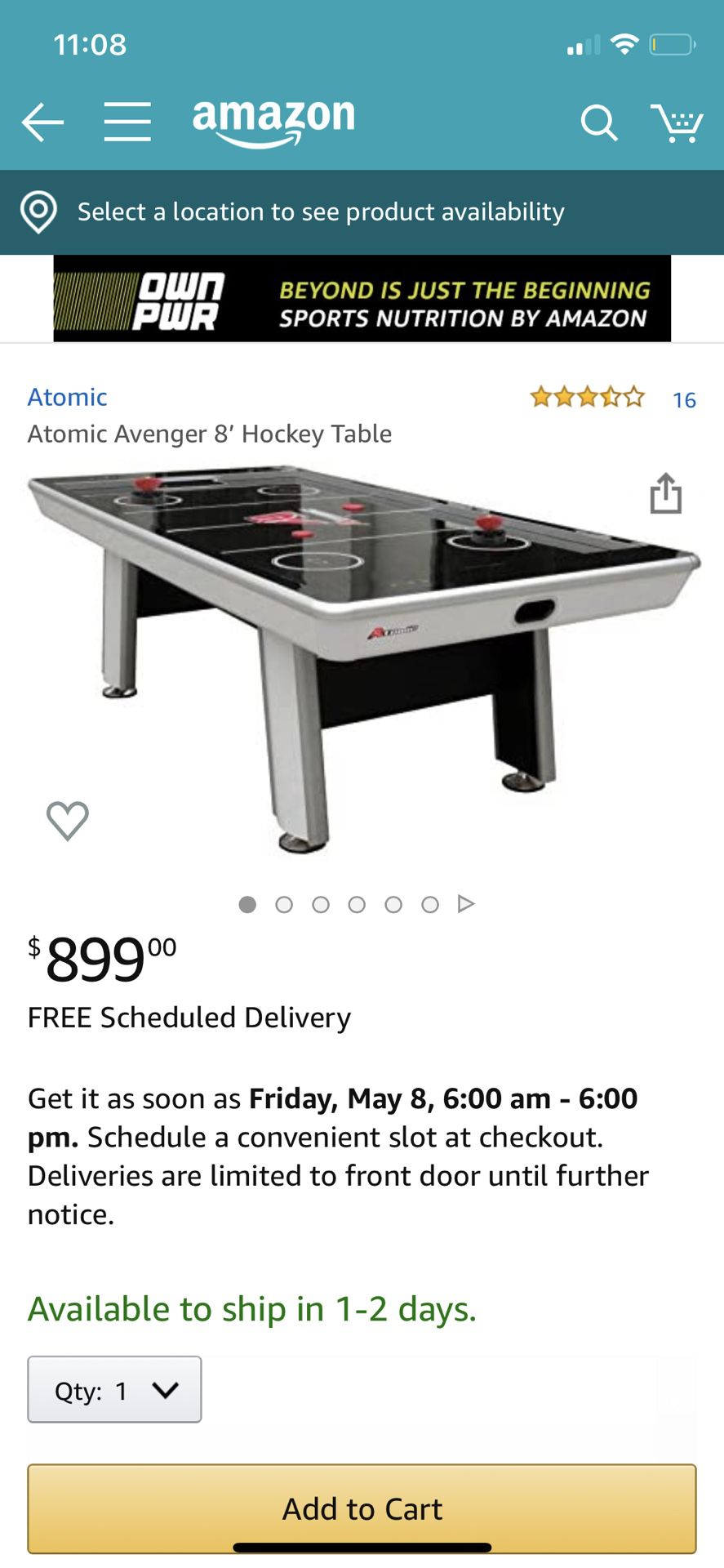 Atomic 8ft Air Hockey Table
