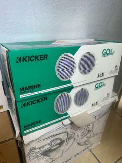 Kicker Km614fl 6.5" Low Profile Coaxial Marine Speakers W/Rgb Lighting - 4-Ohm, White
