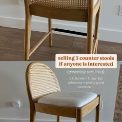 3-Piece Rattan Counter Height Stool - Light Wear