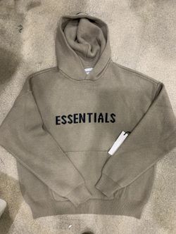 Essentials Fear Of God Knit Logo Hoodie Pullover Harvest Taupe Size XL