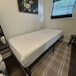 Memory Foam Twin Bed And Metal Frame 
