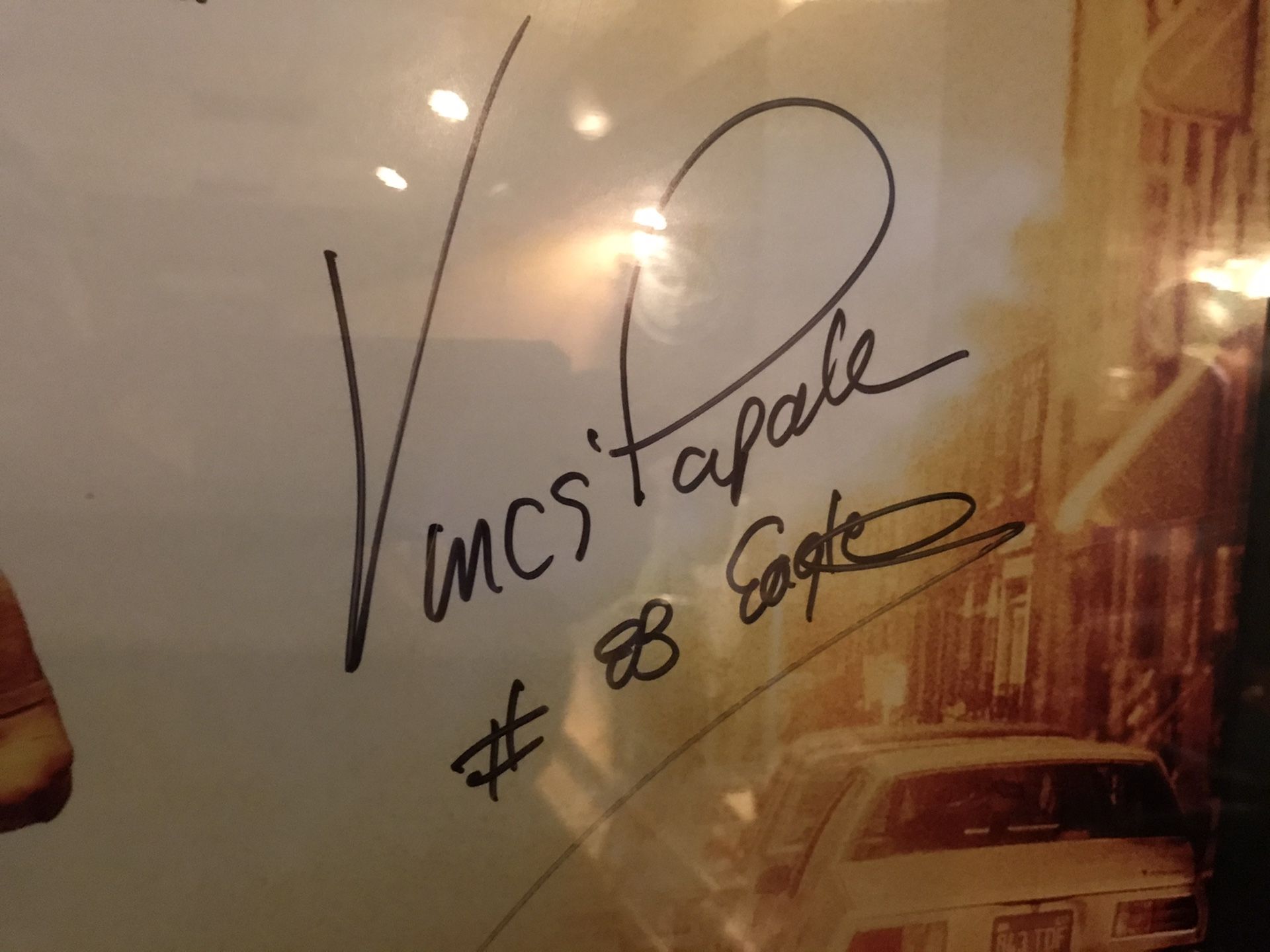 Invincible movie poster autographed by Vince Papale. Paid 180 to have it professionally framed sell for best offerpaid