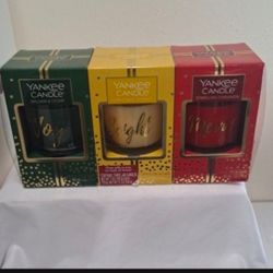 Yankee Candle Set, 3 Holiday Candles, Balsam & Cedar, Christmas Cookie, & Cinnamon 