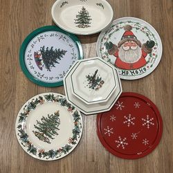 ceramic holiday christmas themed serving platters 