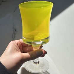 Denby Mirage Yellow art glass water goblets