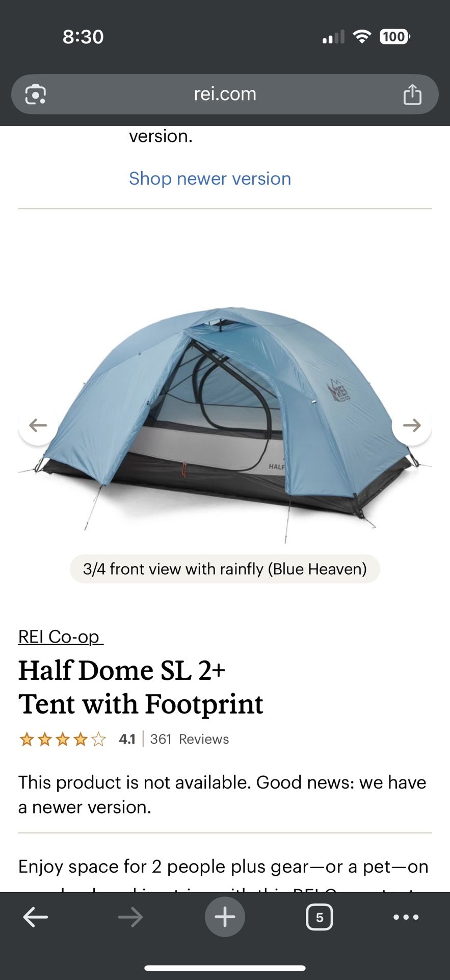REI Co Op Half Dome SL 2+ Tent Never Used