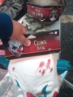 Halloween Clown Mask with Teal Hair