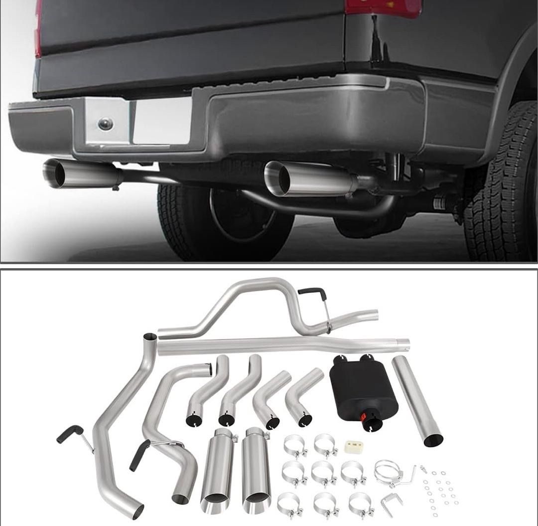 LA Zona Auto Parts 2004 to 2008 Ford F150 Lincoln Mark Dual 3 in Exhaust System Side Exit Rear Cat Back Escape Moffle