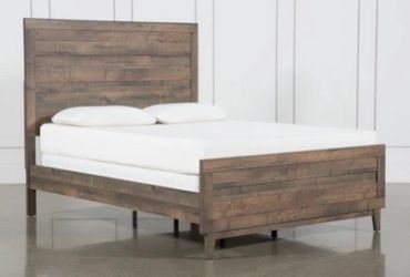 Living Spaces Eastern King Bed Frame – Dark Wood – Excellent Condition