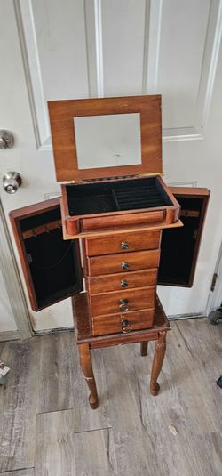 Vintage standing jewelry armoire