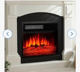 18-in W black Wall mount LED Electric Fireplace with Remote Control Included