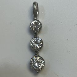 Round Cut Three Stone Cubic Zirconia 925 Sterling Silver Charm Pendant