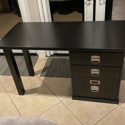 Pottery Barn Black 3 Drawer File Cabinet And Table Top Desk -$150 OBO