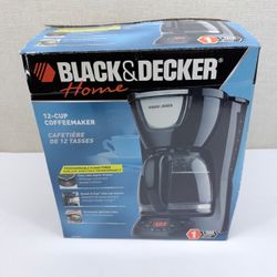 BLACK & DECKER 12-Cup Programmable Coffee Maker Digital Timer Black Open Box