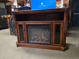 Mahogany Color TV Stand with Electric Fireplace