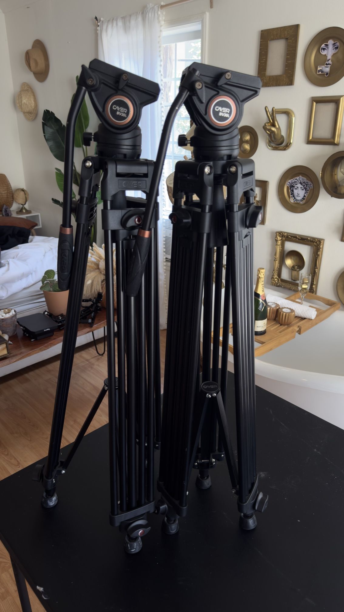 2x Tripod Perfect Conditions With The Case Plus Extra Head Fluid