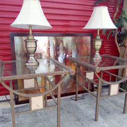 2 End Tables and Lamps 