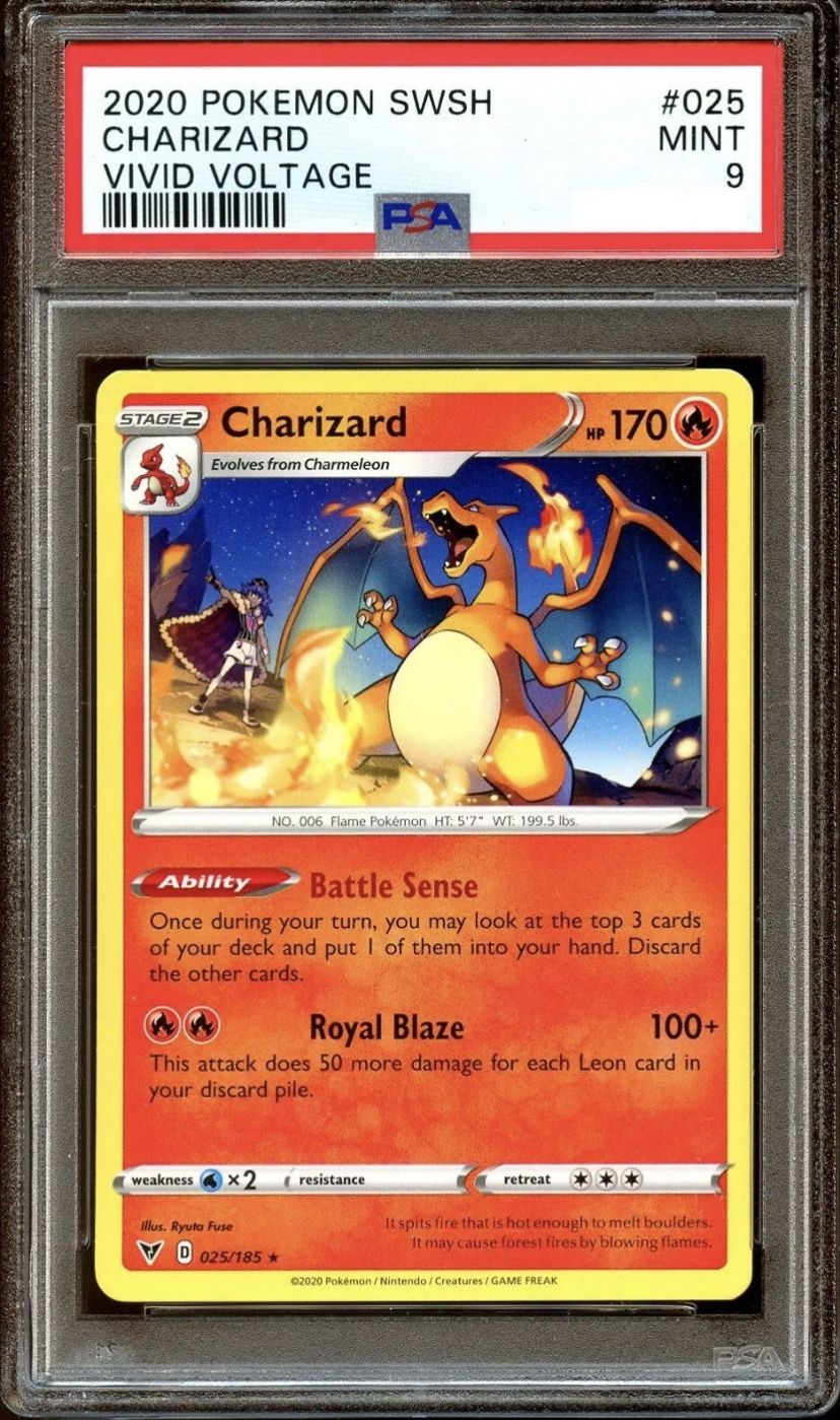PSA 9 MINT Charizard 025/185 Vivid Voltage RARE Pokemon Card