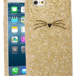 new kate spade iphone 7 or 8 cat gold glitter silicone protective case