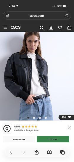 TopShop Black Leather Jacket Women M
