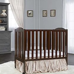 USED Dream On Me 2 in 1 Portable Folding Stationary Side Crib, Espresso