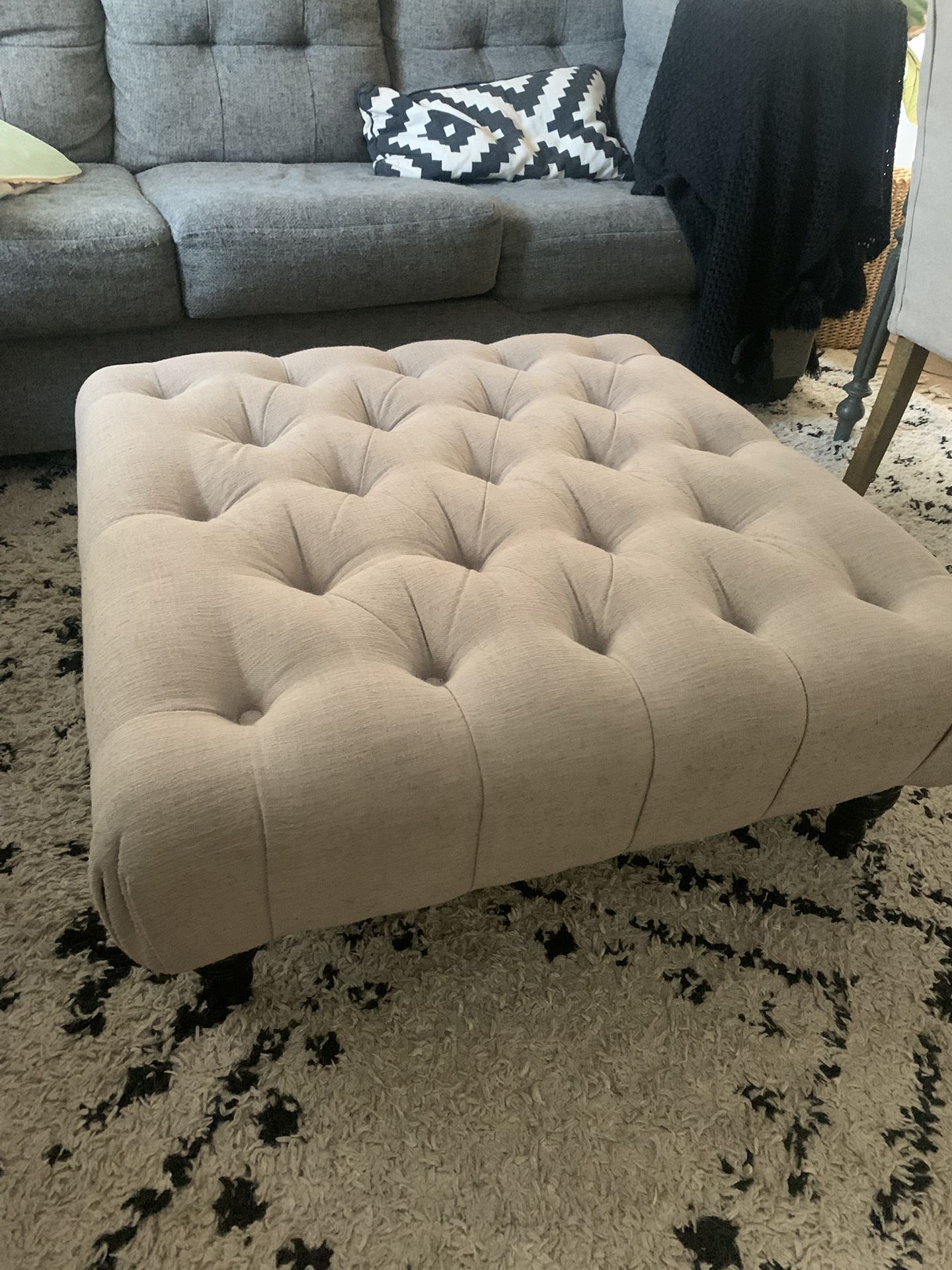 Cream Tufted Ottoman