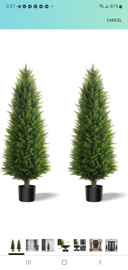 BRAND NEW.. Artificial Cedar Topiary Trees (2 Pack) - UV Resistant