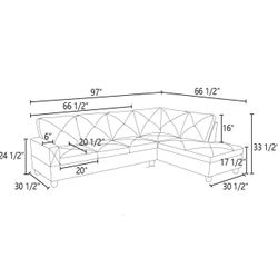 Living Room 2 Pieces Modern Sectional Sofa with Right Chaise Sectional Couch with Solid Frame Classic L Shape Sectional Sofa Set
