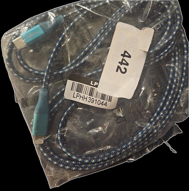 6' Lightning to USB-C Braided Cable -
heyday"" Tranquil Blue: iPhone Charging
Cord