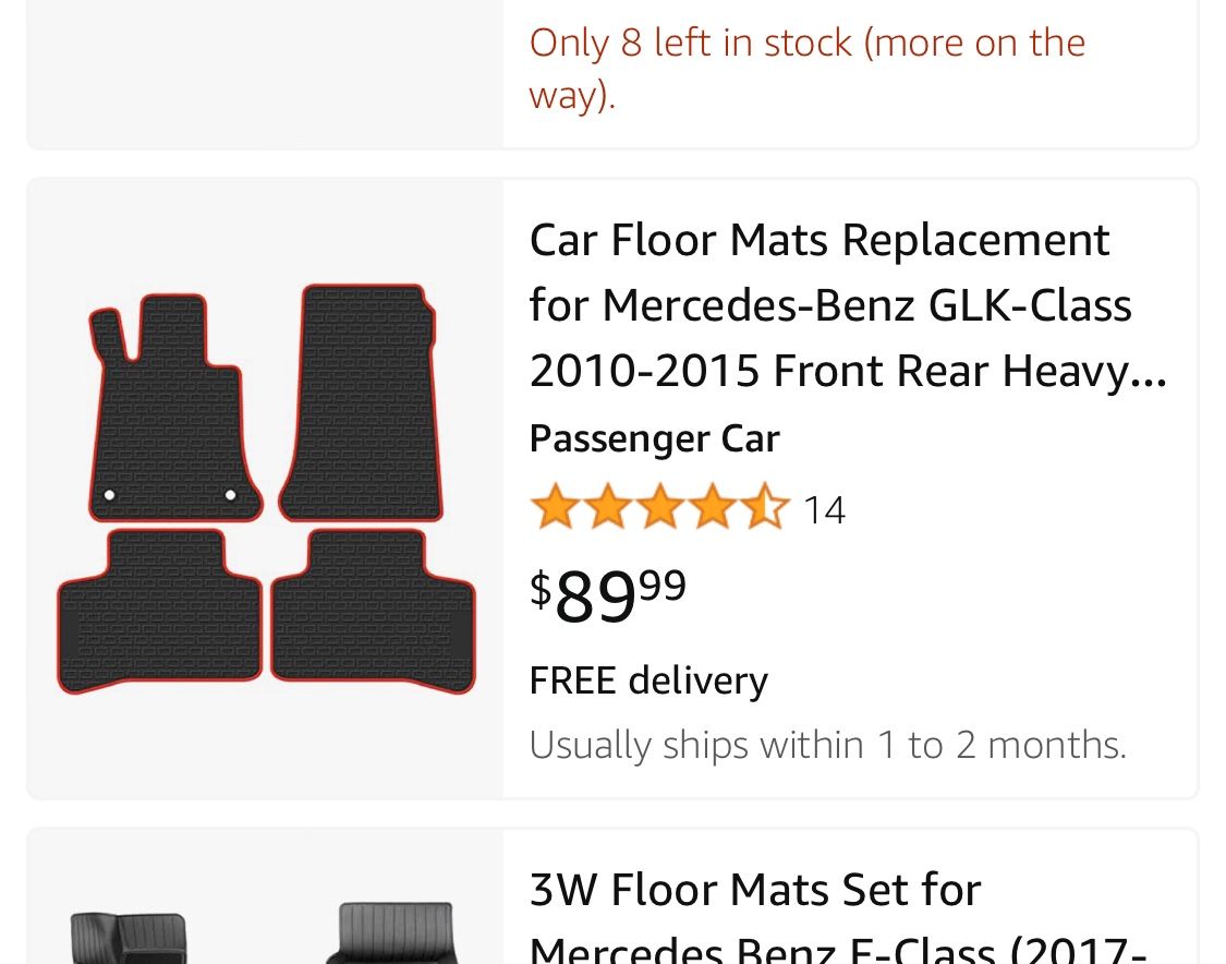 2013 Mercedes Benz E350 Floor mats 