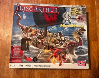 Mega Bloks 96120 Legends King Arthur Attack Action Warship Set Micro Motion, Broken Seal…