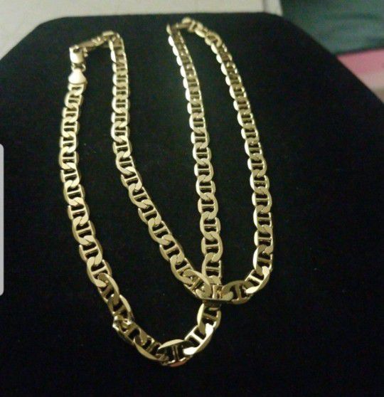 18K GOLD AND STAINLESS CHAIN 20INCHES 6MM THICK