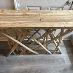 Teakwood Rectangular Console Table, (16" L x 49" W x 32" H)