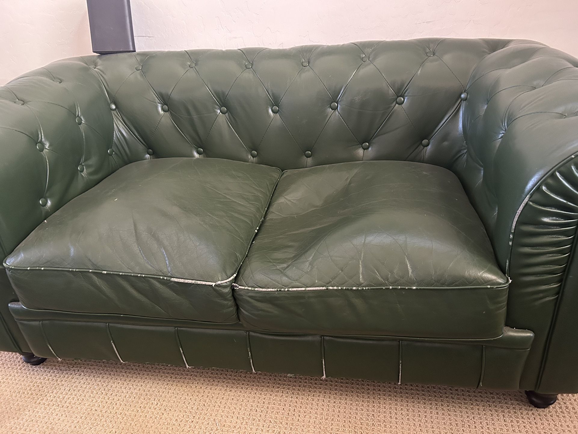 Green Leather Couch 