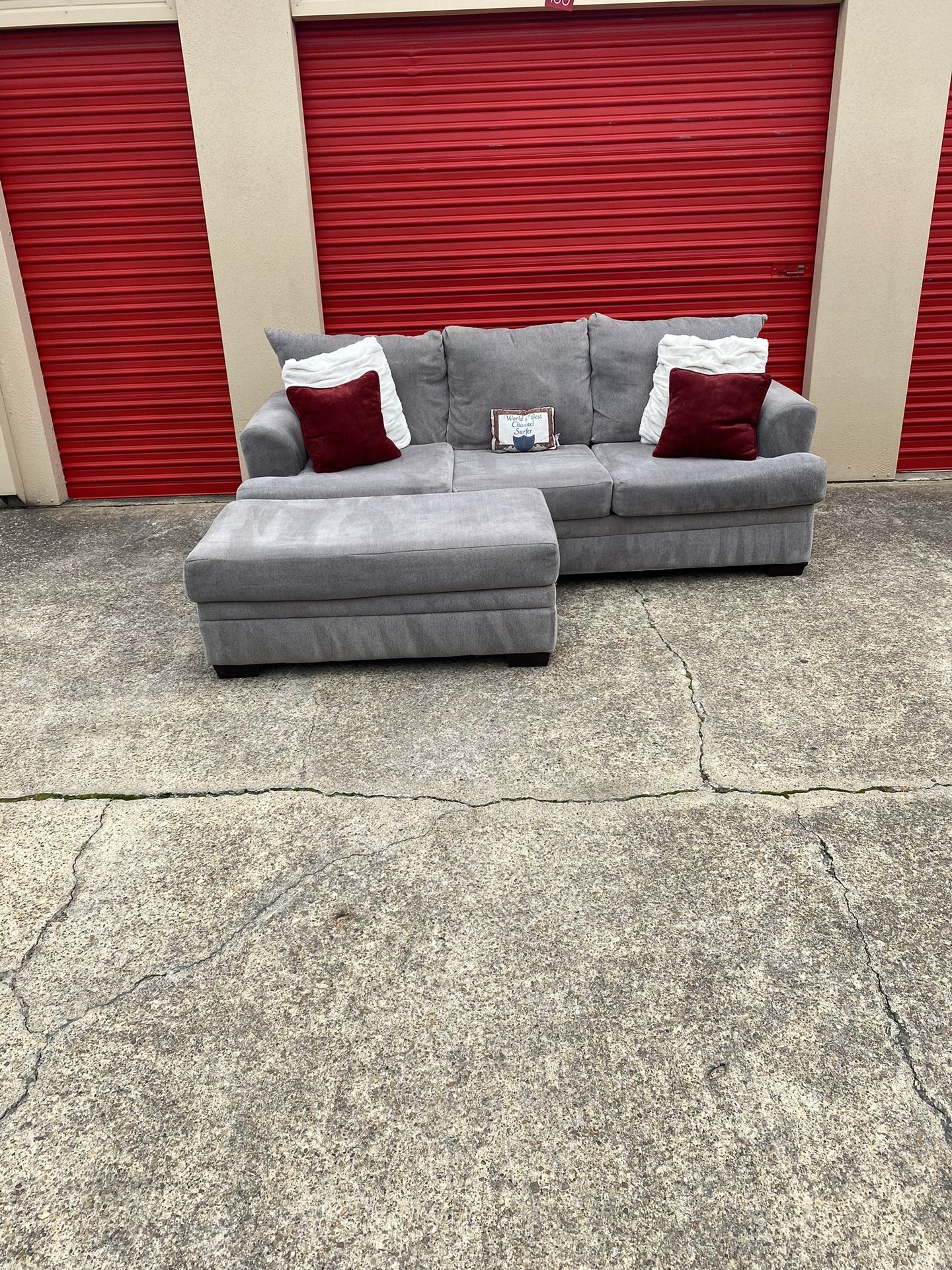 FREE DELIVERY!!! Grey Sofa With Large Ottoman 