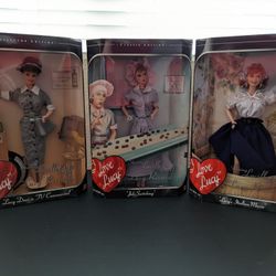 3 Mattel I Love Lucy Barbie Dolls