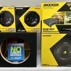 New (1) 10” inch Kicker Comp C 500 Watts Subwoofer + Kicker 800 Watts Monoblock Amp + (4) 6.5” Speakers {No Credit Easy Financing}🔊🔥