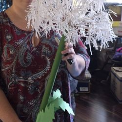Big Dandelion Wish Flower 31 inches tall Handmade Paper, Cardboard, Foam, and Wooden Skewers