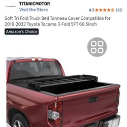 OSoft Tri Fold Truck Bed Tonneau Cover Compatible for 2016-2023 Toyota Tacoma 3-Fold 5FT 60.5Inch