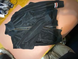 Black Velour Zip-Up Track Jacket