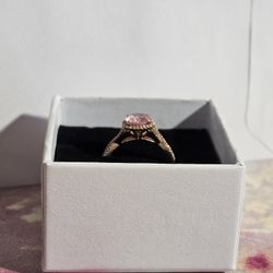 Rose Gold Pink Zirconia Promise Ring 1/10 ct. tw.