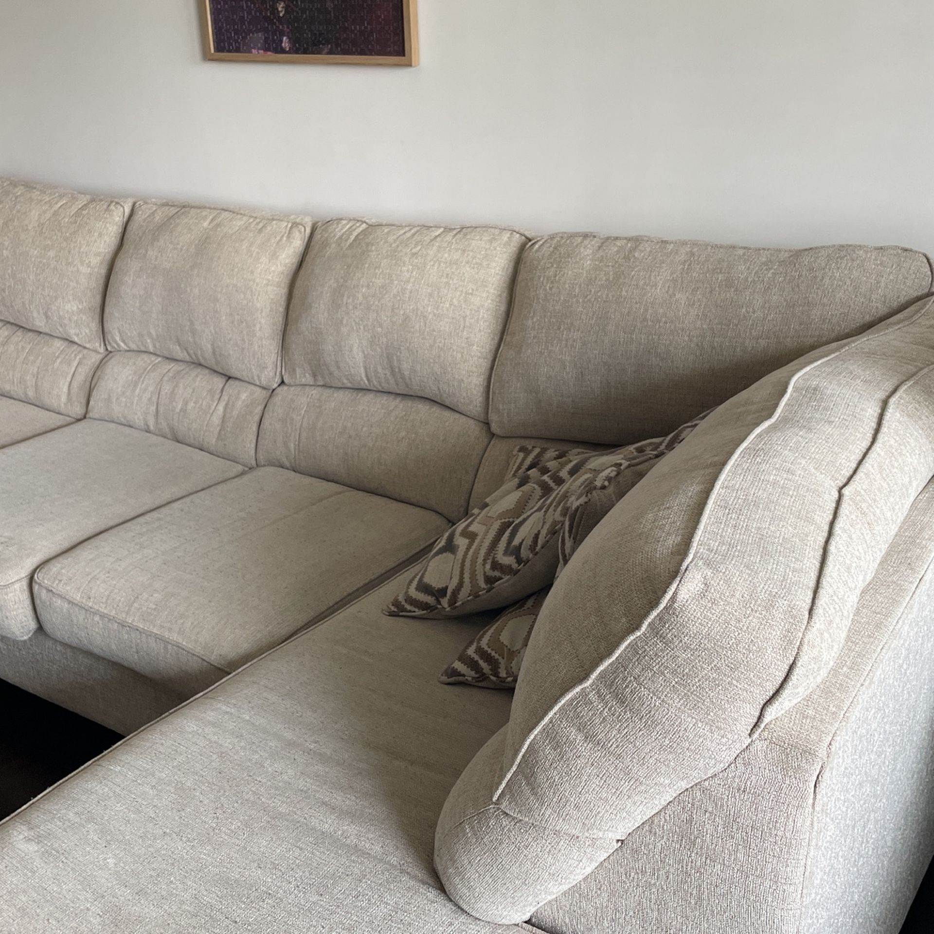 Calvin Almond Left Arm Sectional Sofa- Bobs discount