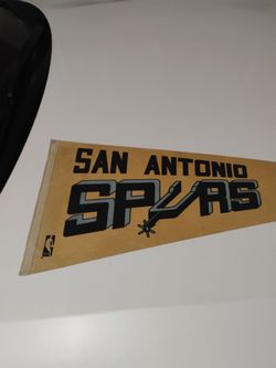 Vintage 1990s San Antonio Spurs Felt Pennant featuring the team's retro basketball and multi-color stripe design $25.00