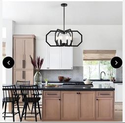 6-Light Black Chandelier, Modern Dining Room Light Fixture, Geometric Pendant Lights, Kitchen Island Metal Farmhouse Light Fixtures for Dining Room