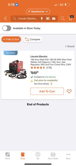 180 Amp Weld-Pak 180 HD MIG Wire Feed Welder with Magnum 100L Gun, Gas Regulator, MIG and Flux-Cored Wire, 230V