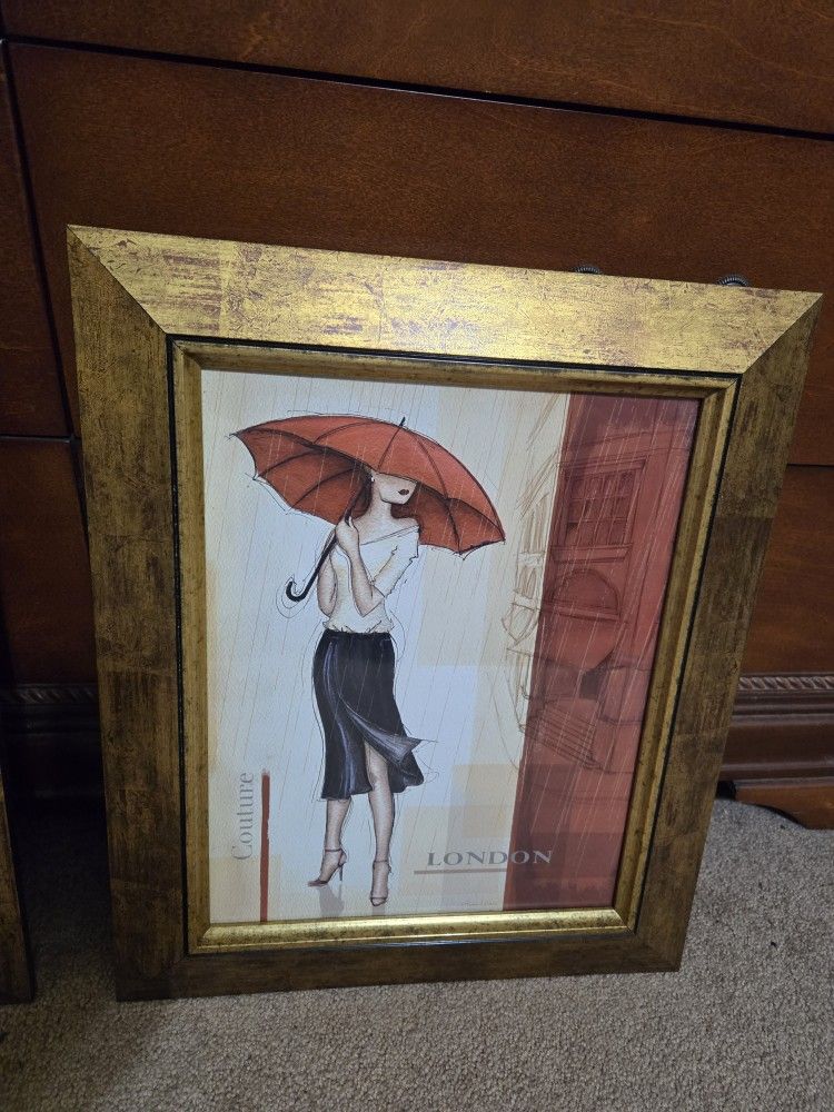 SET OF 2 LARGE FRAMED PRINTS LIKE NEW