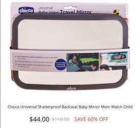 Chicco Universal Shatterproof Backseat Baby Mirror Mom Watch Child